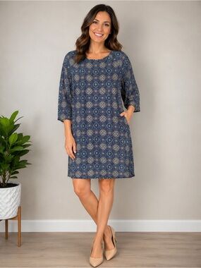 Garnet Hill Navy Silk Dress